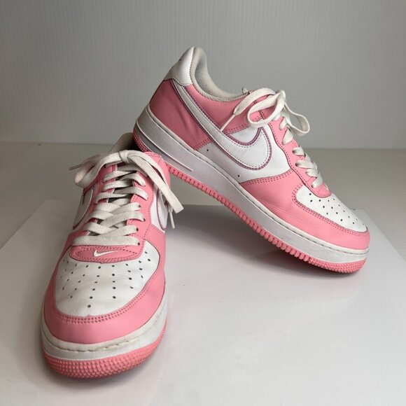 Vintage Nike Women Shoe 10.5 Air Force One Swoosh Low Lace Sneaker Pink Core Go - Picture 1 of 14